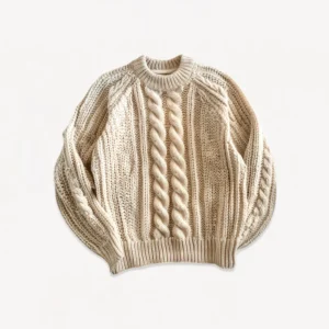 Classic cable knit beige pullover
