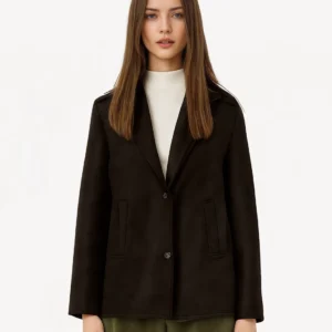 Tailored belted black overcoat